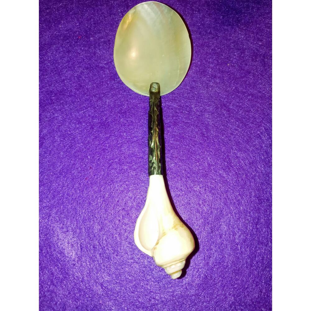 Mother-of-Pearl & Silverplate Caviar Spoon Vintage 5.5" long